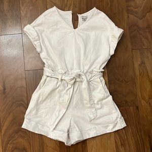 Girls white tie-waist romper size 10